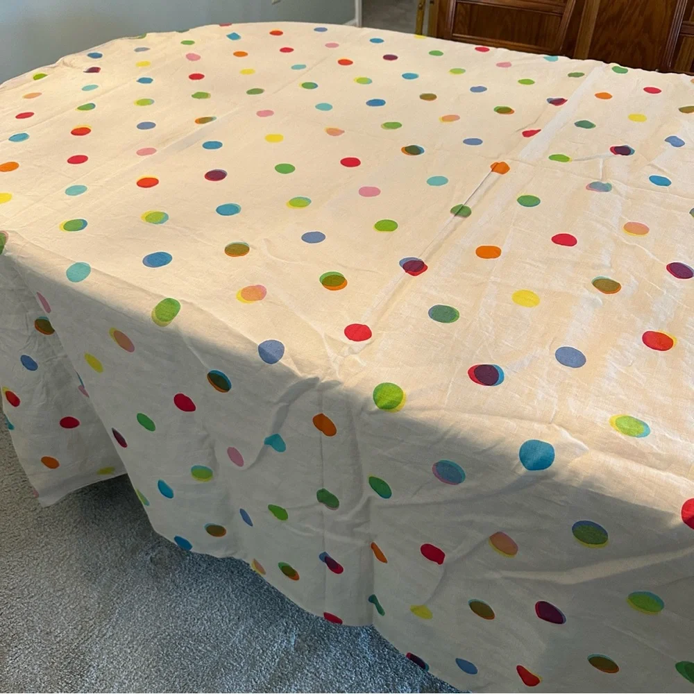 IKEA 100% Linen Multicolor Polka Dot Duvet Cover Full / Queen Rainbow Natural